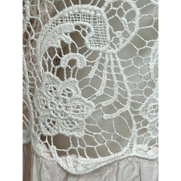 Free People. Blouse S/P Pink, Lace Tassels Balloon Long Sleeve Loose Fit Classic - Picture 16 of 16